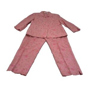 Rafael Outfit 8‎ M Pink Linen Blend Embroidered Floral Two Piece VTG